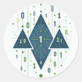 Binaire code geometrisch patroon voor programmeurs ronde sticker (Voorkant)
