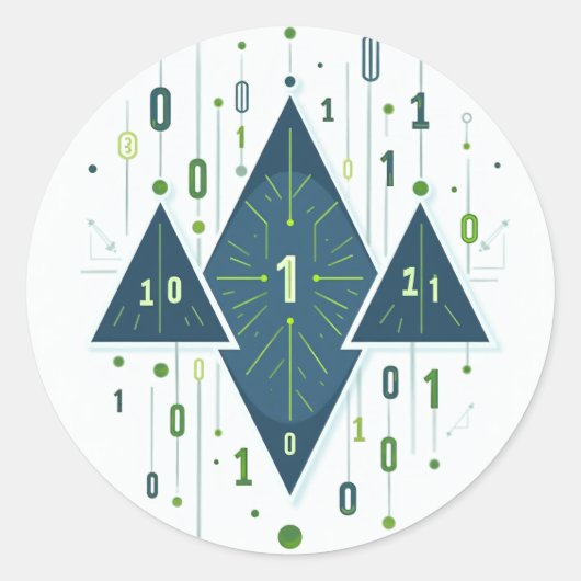 Binaire code geometrisch patroon voor programmeurs ronde sticker (Voorkant)