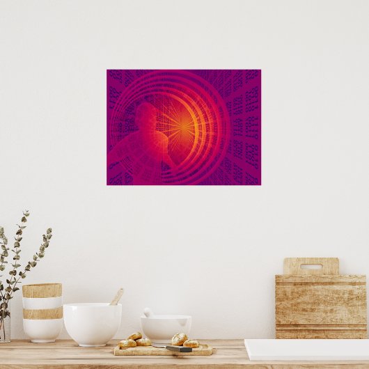 Binaire Code Hi-Tech Abstract Design Poster (Keuken)