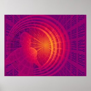 Binaire Code Hi-Tech Abstract Design Poster