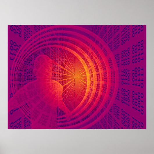 Binaire Code Hi-Tech Abstract Design Poster (Voorkant)