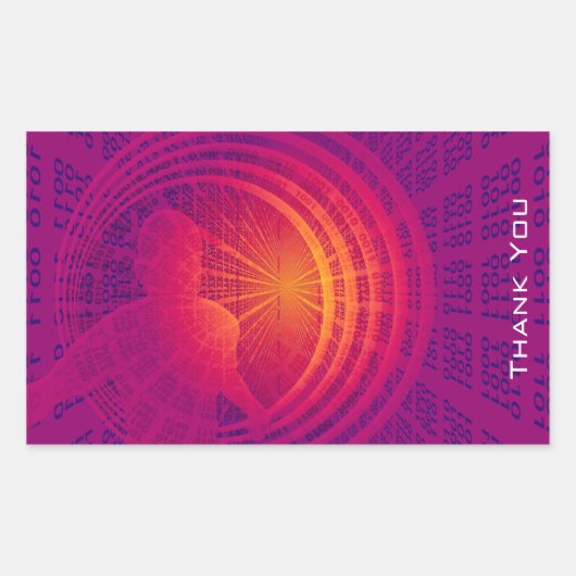 Binaire Code Hi-Tech Abstract Ontwerp Dank u Rechthoekige Sticker (Voorkant)