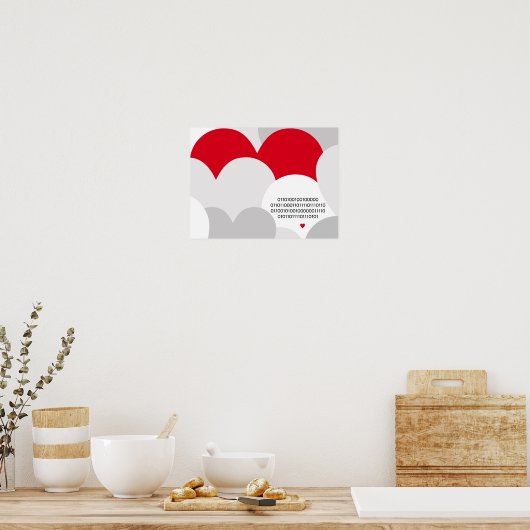 Binaire code Ik hou van je poster Geek hart (Keuken)