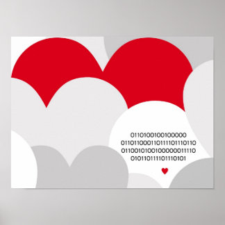 Binaire code Ik hou van je poster Geek hart