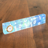 Binaire code in blauw en Paars Naambordje (Zijkant)