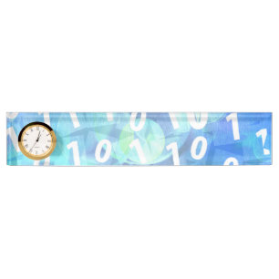 Binaire code in blauw en Paars Naambordje