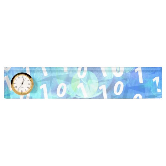 Binaire code in blauw en Paars Naambordje (Voorkant)
