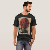 Binaire Code Industrieel Tech Brutalist Ontwerp T-shirt (Voorkant volledig)