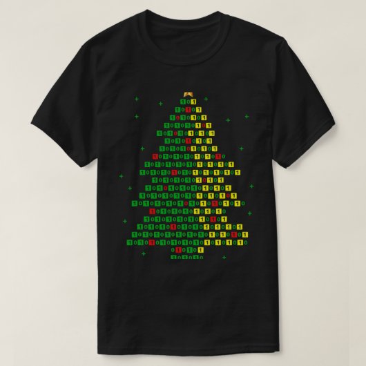 Binaire code Kerstboom Computer Programmeur en T-shirt (Design voorkant)