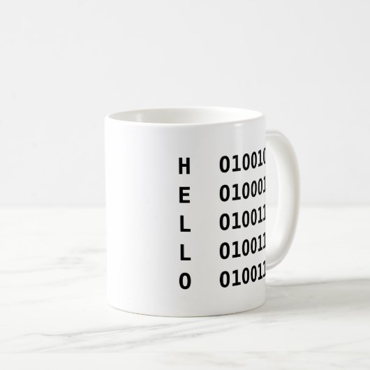 Binaire code koffiemok (Voorkant rechts)