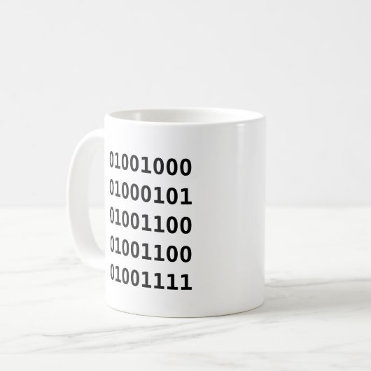 Binaire code koffiemok (Voorkant links)