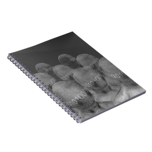 binaire code , man en digitale communicatie . notitieboek (Rechterzijde)