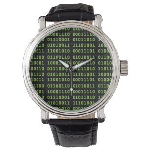 Binaire Code met de Gloed van het Scherm Horloge