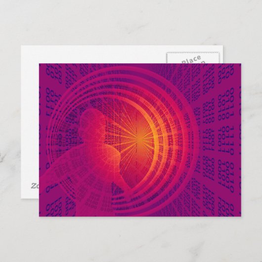 Binaire code met technologiethema briefkaart (Voorkant / Achterkant)