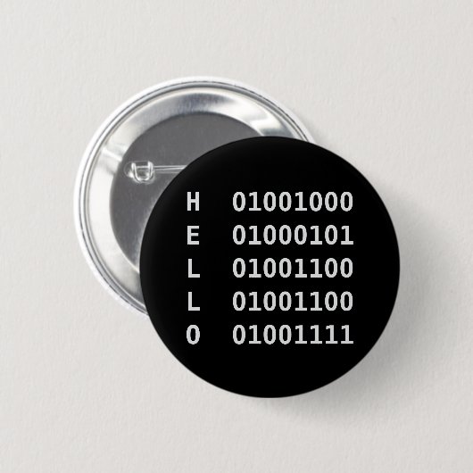 Binaire code ronde button 5,7 cm (Voorkant /achterkant)