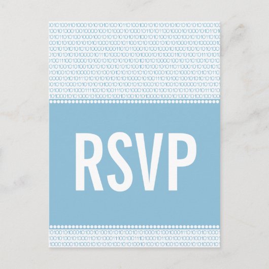 Binaire Code RSVP Briefkaart voor geodesie, blauw (Voorkant)