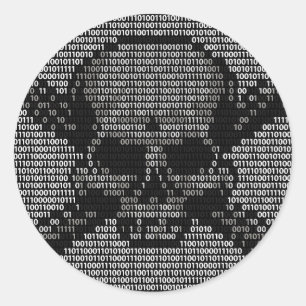 Binaire Code Schedel en Kruisbeenderen Ronde Sticker