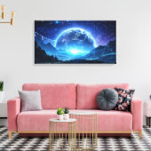 Binaire code wereld canvas afdruk (Insitu (Woonkamer))