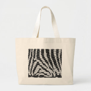Binaire code zwart-wit Zebra Grote Tote Bag