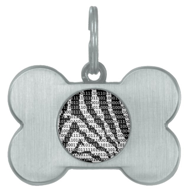 Binaire code zwart-wit Zebra Huisdieren Naamplaatje (voorkant)