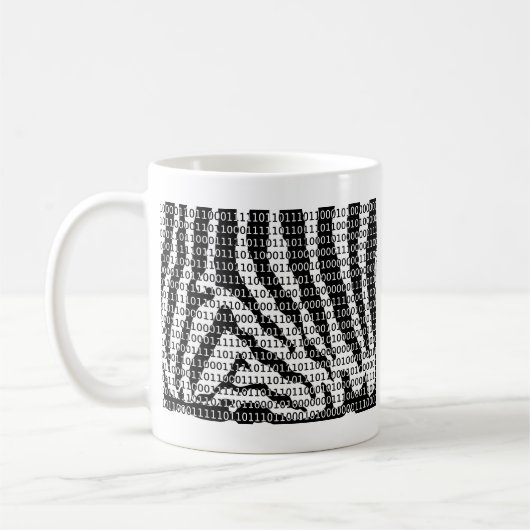 Binaire code zwart-wit Zebra Koffiemok (Links)