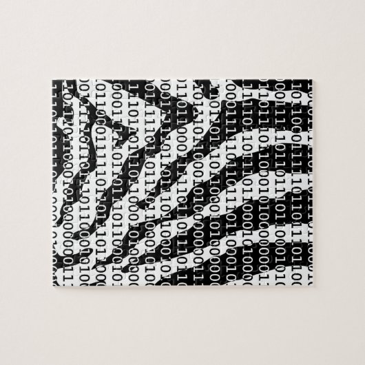 Binaire code zwart-wit Zebra Legpuzzel (Horizontaal)