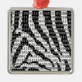 Binaire code zwart-wit Zebra Metalen Ornament (Voorkant)