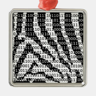 Binaire code zwart-wit Zebra Metalen Ornament
