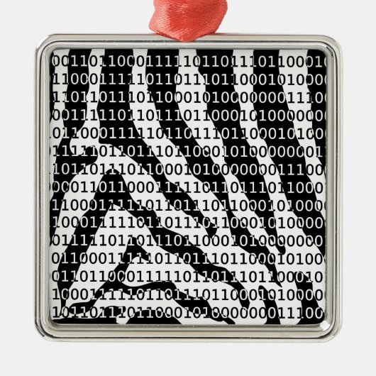 Binaire code zwart-wit Zebra Metalen Ornament (Voorkant)