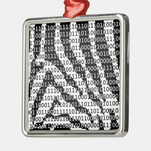 Binaire code zwart-wit Zebra Metalen Ornament (Links)
