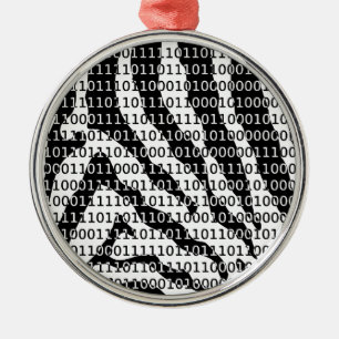 Binaire code zwart-wit Zebra Metalen Ornament