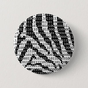 Binaire code zwart-wit Zebra Ronde Button 5,7 Cm