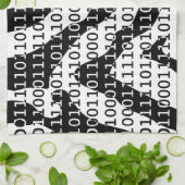 Binaire code zwart-wit Zebra Theedoek (Gevouwen)