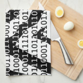 Binaire code zwart-wit Zebra Theedoek (Quarter Fold)