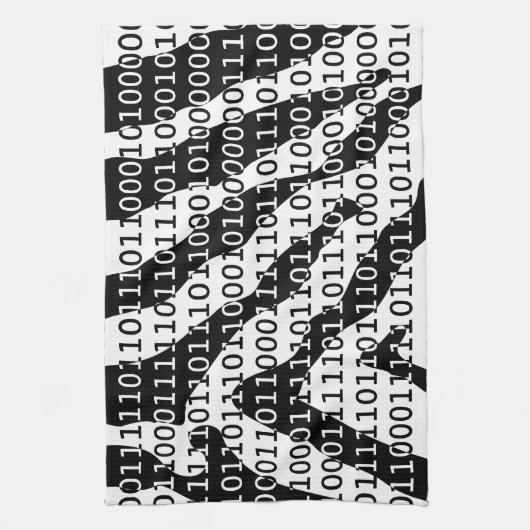 Binaire code zwart-wit Zebra Theedoek (Verticaal)