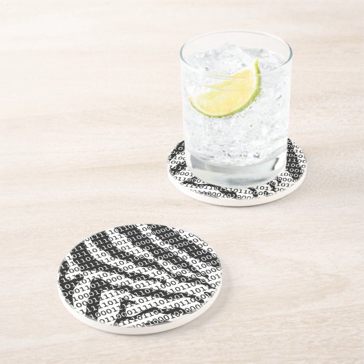 Binaire code zwart-wit Zebra Zandsteen Onderzetter (Zijkant)