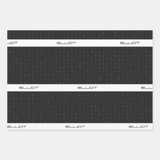 Binaire codebladzijden voor zwart ompakken inpakpapier vel (Voorkant 3)