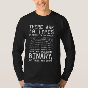 Binaire Codering 10 soorten mensen Programmeur Bin T-shirt