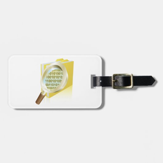 Binaire Data Vergrootglas Digitaal Bestand Zoeken Bagagelabel (Voorkant horizontaal)