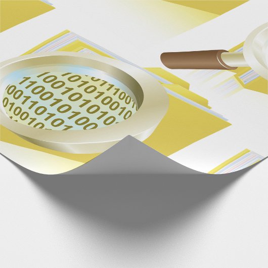 Binaire Data Vergrootglas Digitaal Bestand Zoeken Cadeaupapier