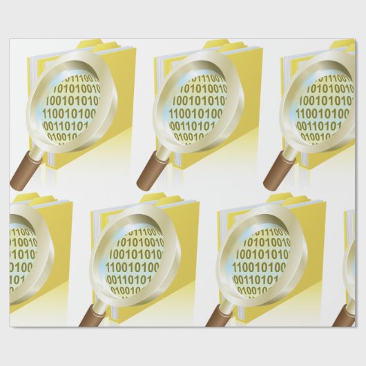 Binaire Data Vergrootglas Digitaal Bestand Zoeken Cadeaupapier (Vlak)