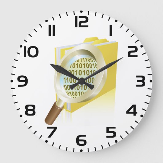 Binaire Data Vergrootglas Digitaal Bestand Zoeken Grote Klok (Voorkant)