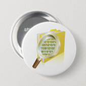Binaire Data Vergrootglas Digitaal Bestand Zoeken Ronde Button 7,6 Cm (Voorkant /achterkant)