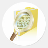 Binaire Data Vergrootglas Digitaal Bestand Zoeken Ronde Sticker (Voorkant)