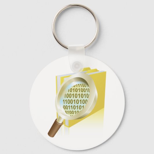 Binaire Data Vergrootglas Digitaal Bestand Zoeken Sleutelhanger (Voorkant)