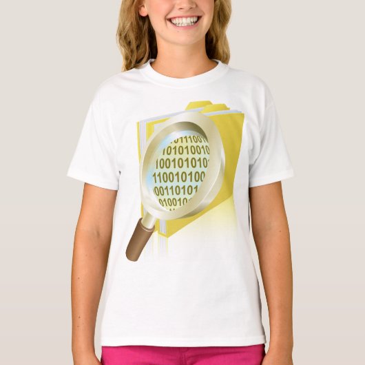 Binaire Data Vergrootglas Digitaal Bestand Zoeken T-shirt (Voorkant)