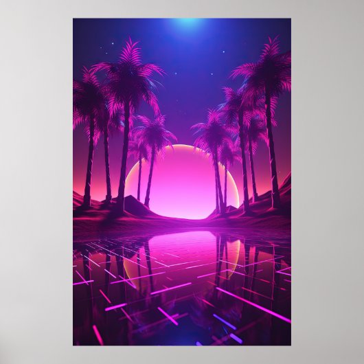Binaire gelukzaligheid: Synthwave euforie Poster (Voorkant)
