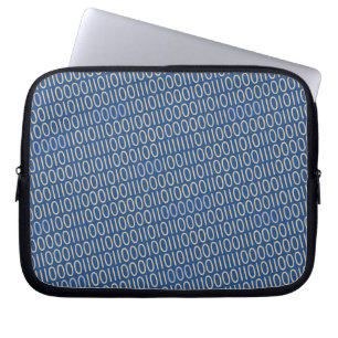 Binaire nummers Grijs Patroon Blauw op elke kleur Laptop Sleeve
