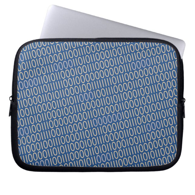 Binaire nummers Grijs Patroon Blauw op elke kleur Laptop Sleeve (Voorkant)