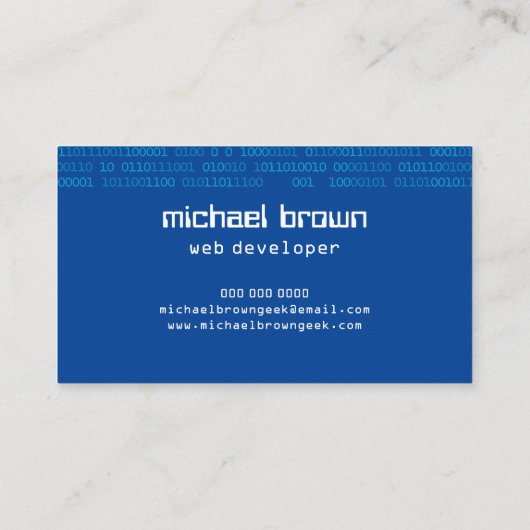 Binaire Nummers van ontwikkelaars Kunstmatige Inte Visitekaartje (Achterkant)